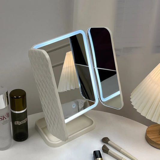 Illuminate Your Beauty: Trifold Makeup Mirror LED Lights – Your Dorm Room's Glamorous Glow-Up!
